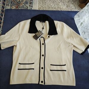 Adrianna Papell Cream Jacket with Black Accents